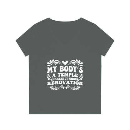 My Body's A Temple..., Women's Evoker V-Neck T-Shirt, Printed