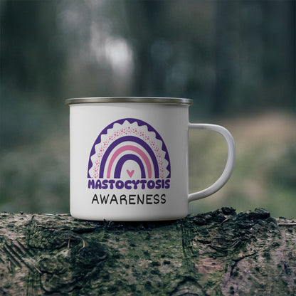 Mastocytosis Big Awareness Rainbow | Lead-free Enamel Camping Mug (12oz)