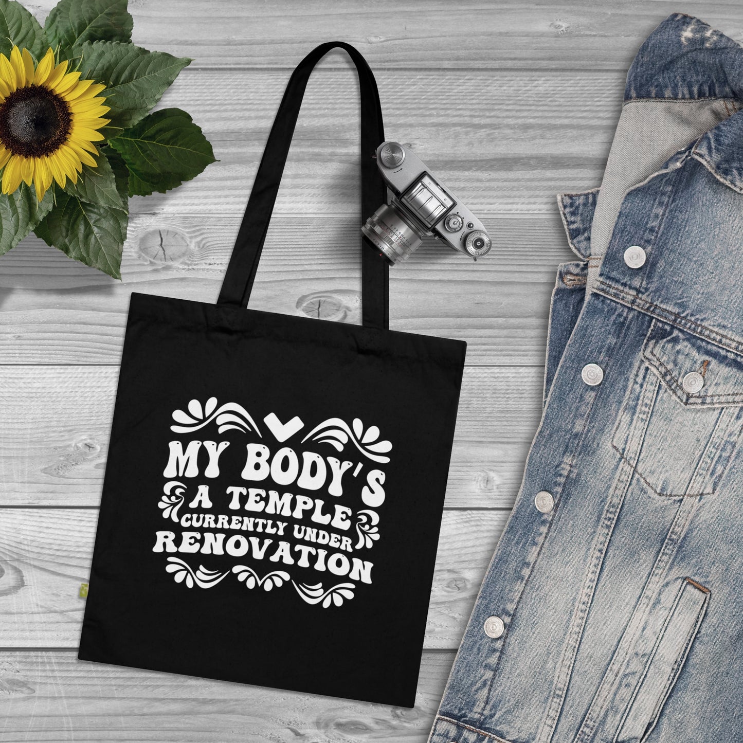 My Body's A Temple..., Organic Tote (Colorful), Printed