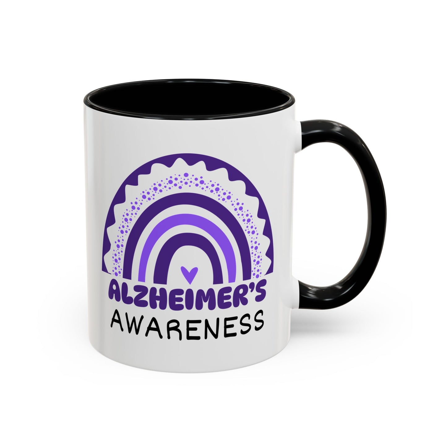 Alzheimer's Disease Big Awareness Rainbow | Lead-free Accent Coffee Mug (11, 15oz)