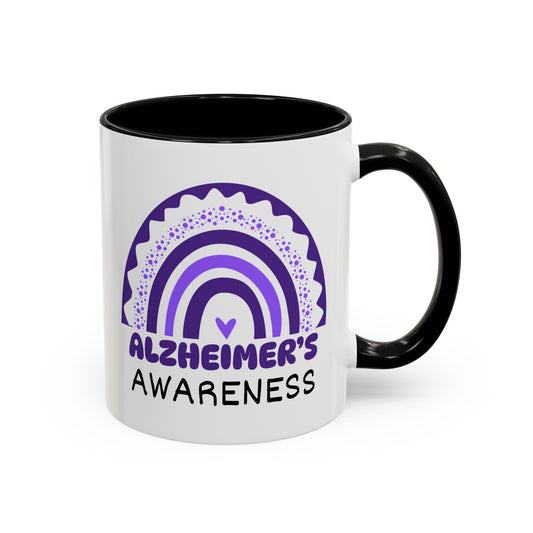 Alzheimer's Disease Big Awareness Rainbow | Lead-free Accent Coffee Mug (11, 15oz)