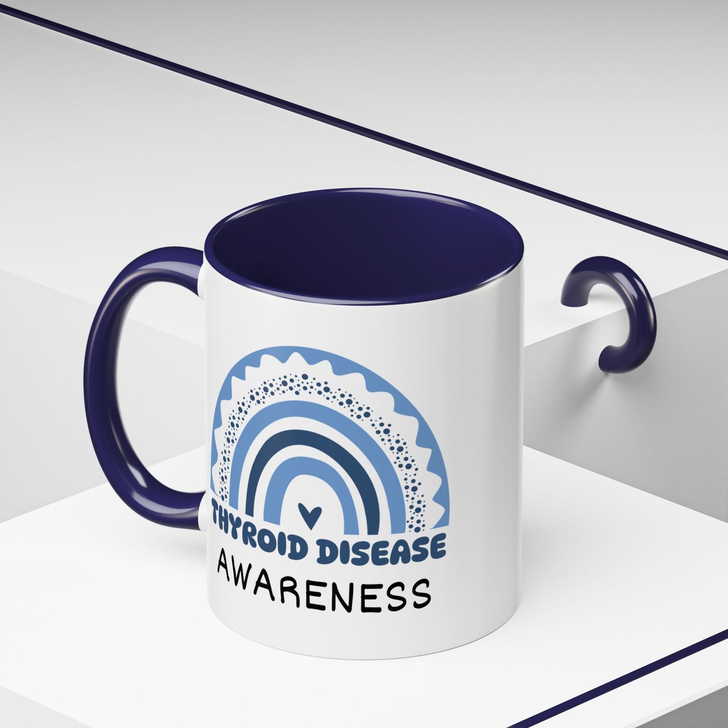 Thyroid Disease Big Awareness Rainbow | Lead-free Accent Coffee Mug (11, 15oz)