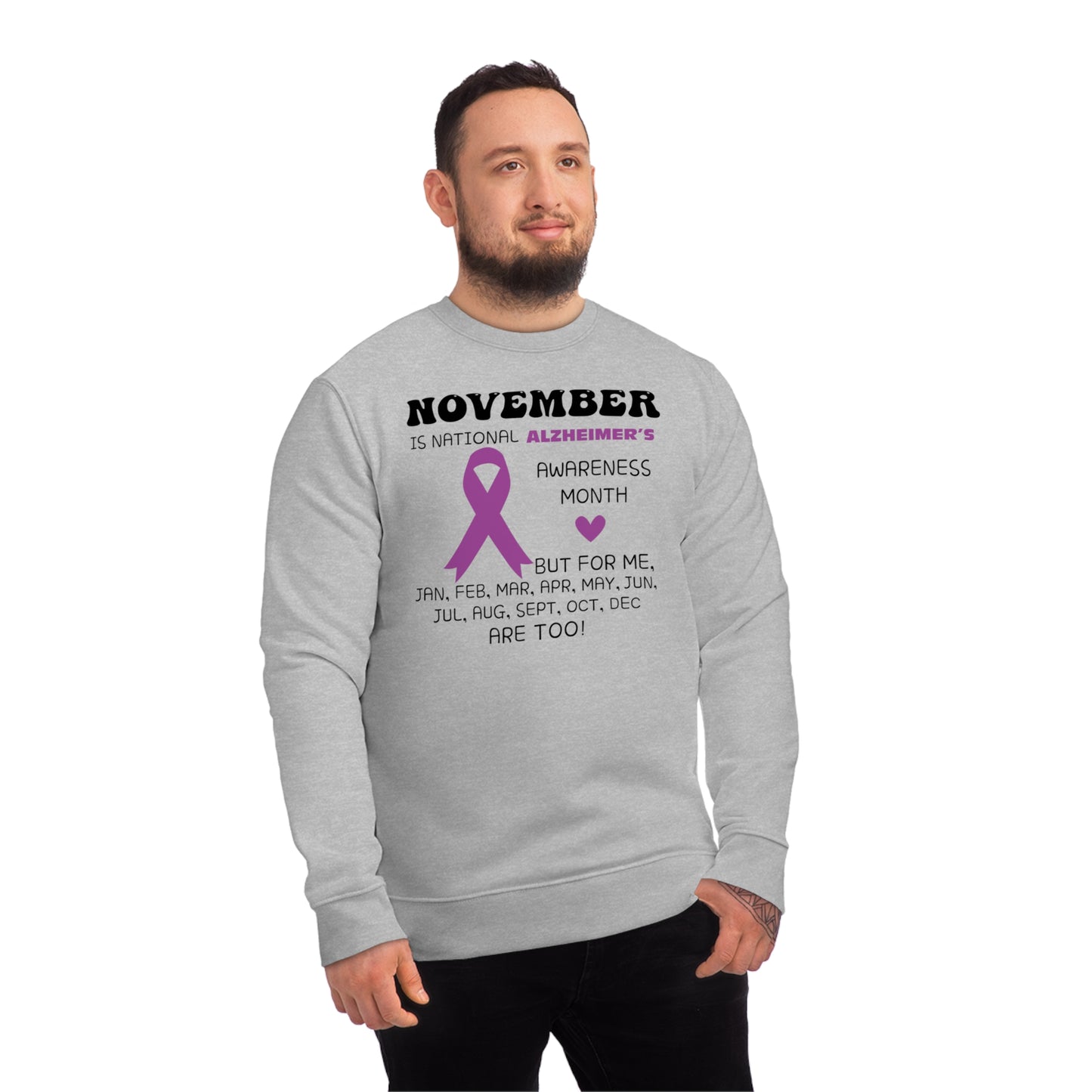 Awareness Month - Alzheimer's, Unisex Organic Sweatshirt, Printed