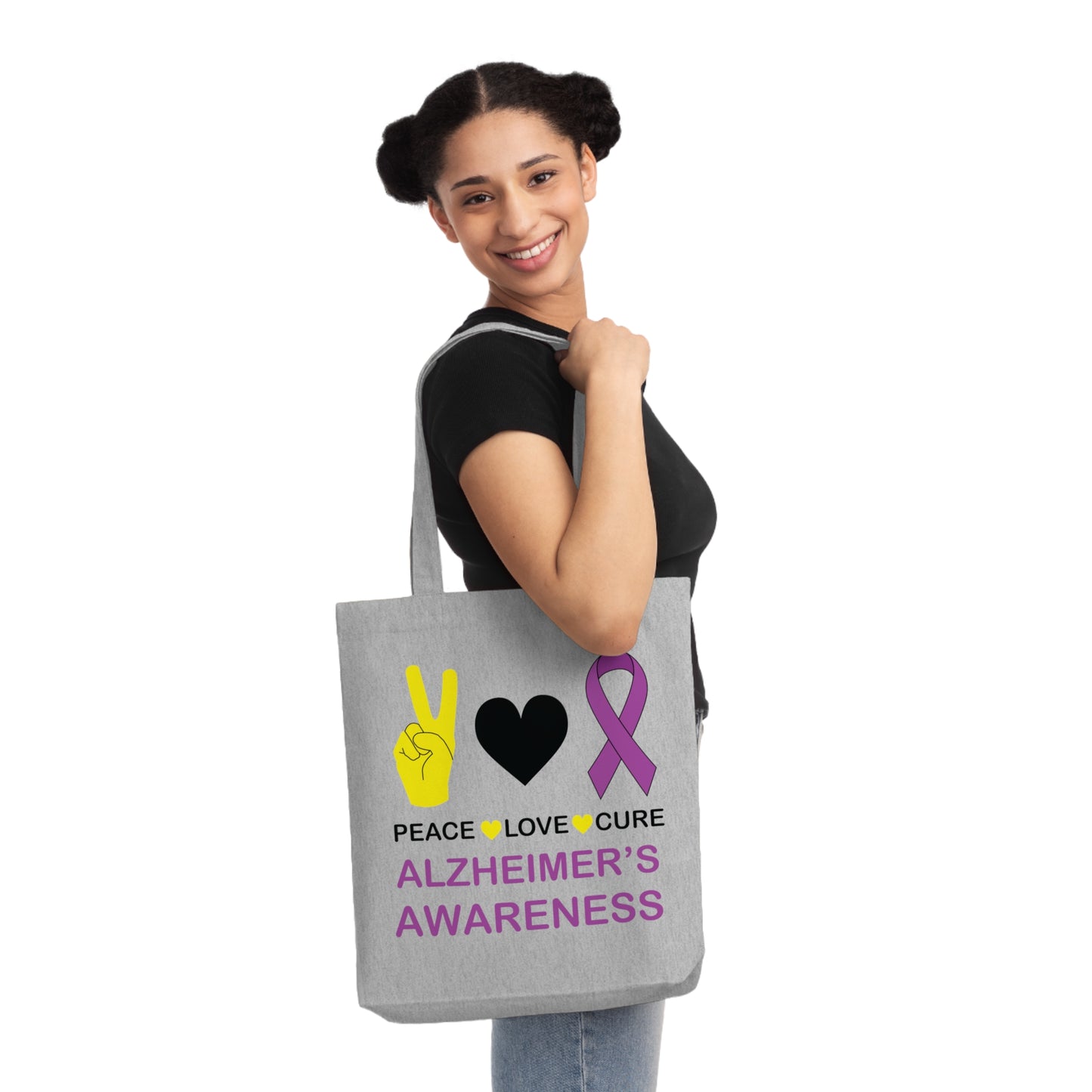 Peace Love Cure - Alzheimer's, Organic Tote, Printed