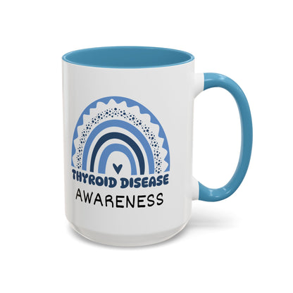 Thyroid Disease Big Awareness Rainbow | Lead-free Accent Coffee Mug (11, 15oz)