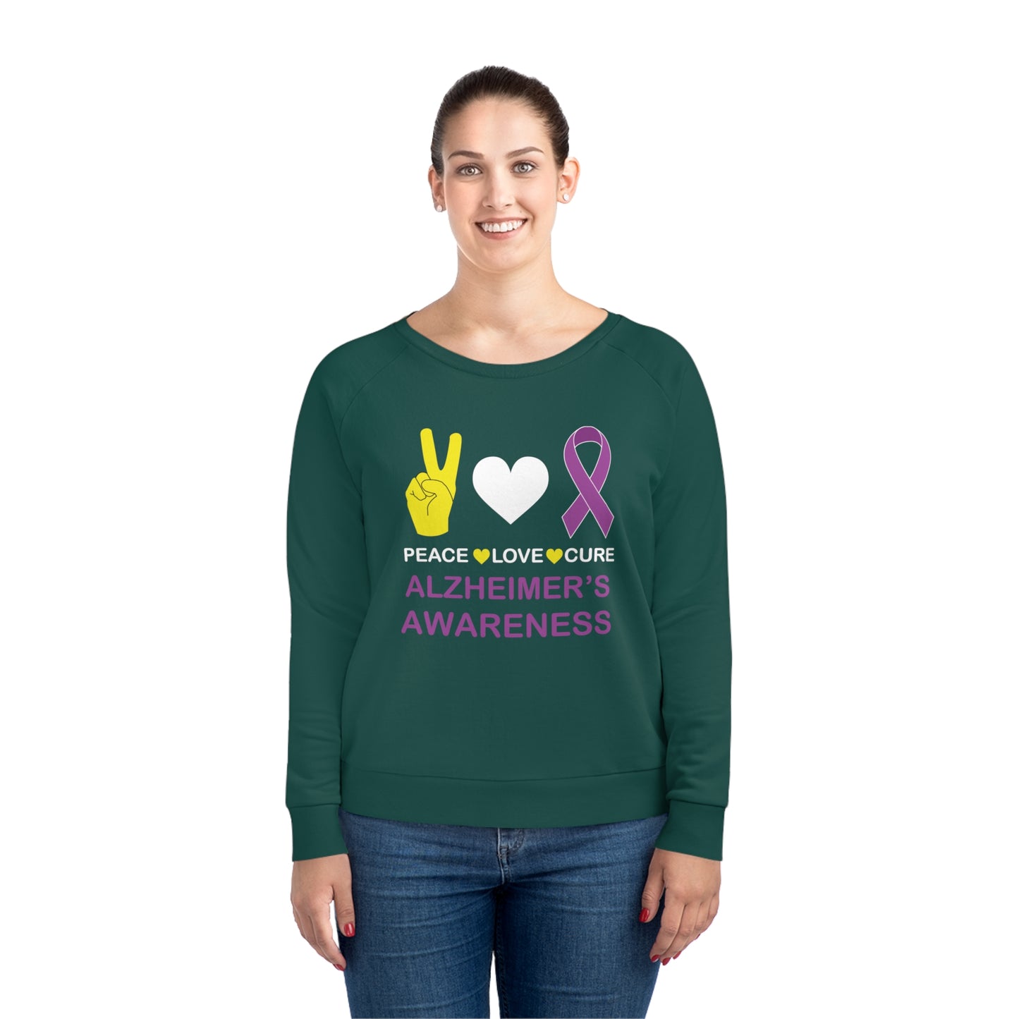 Peace Love Cure - Alzheimer's, Women's Dazzler Relaxed Organic Fit Sweatshirt, Printed