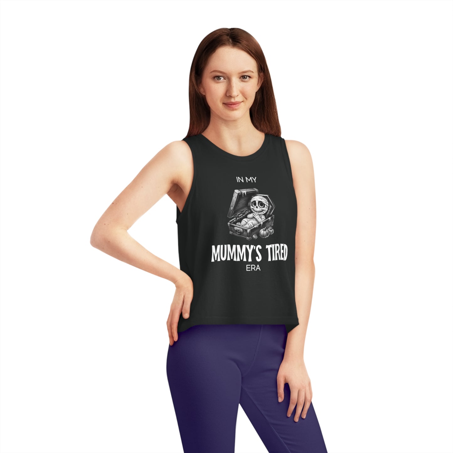 In My Mummy’s Tired Era, Women's Dancer Cropped Tank Top, Printed