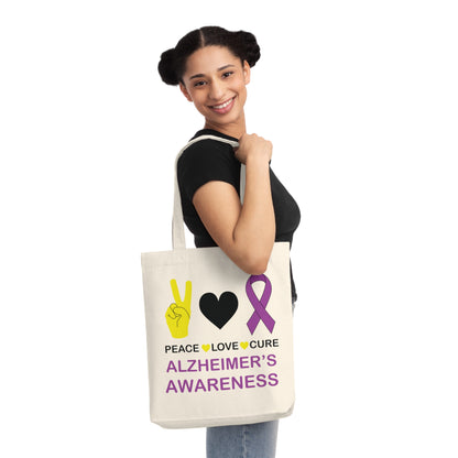 Peace Love Cure - Alzheimer's, Organic Tote, Printed