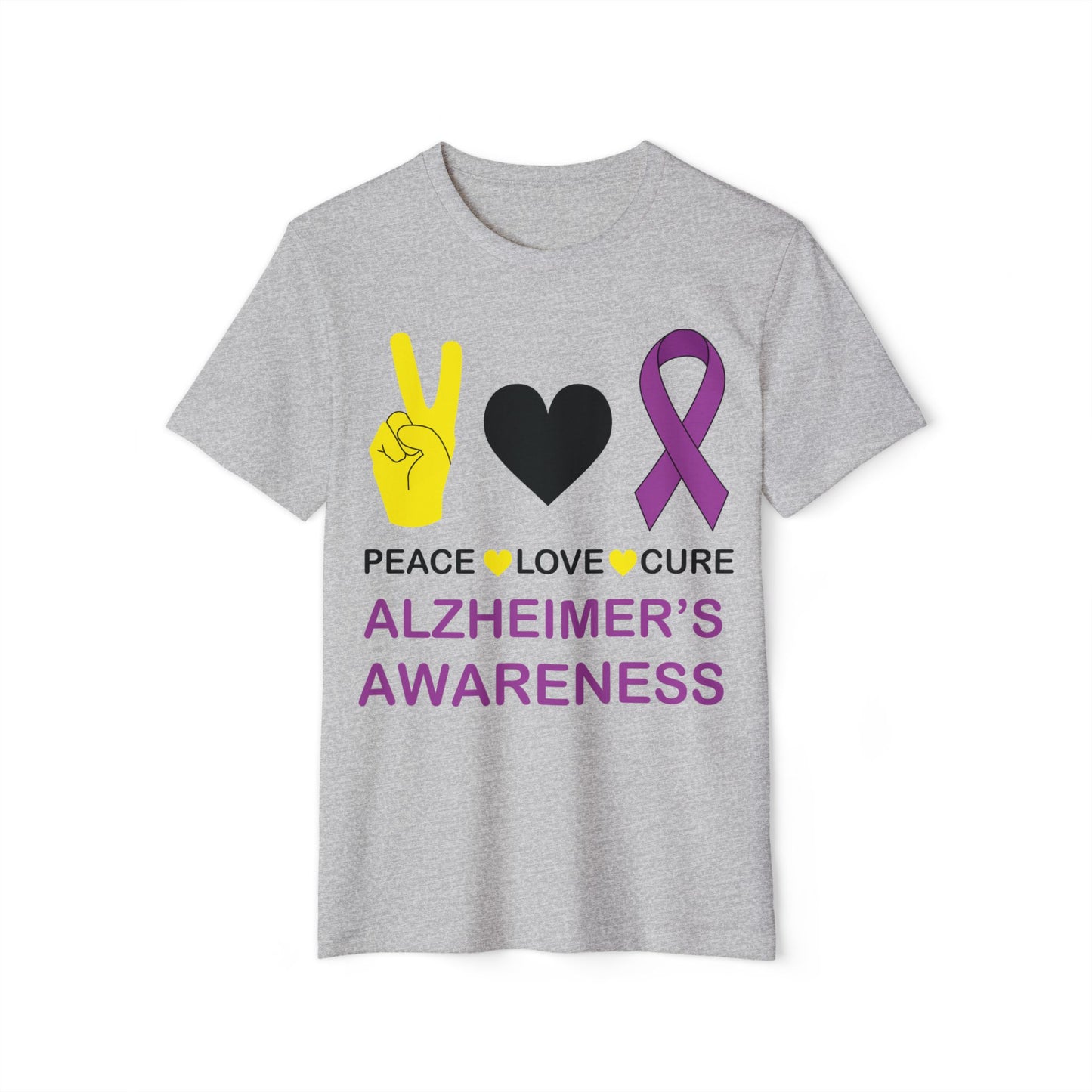 Peace Love Cure - Alzheimer's, Unisex Organic Cotton T-shirt, Printed