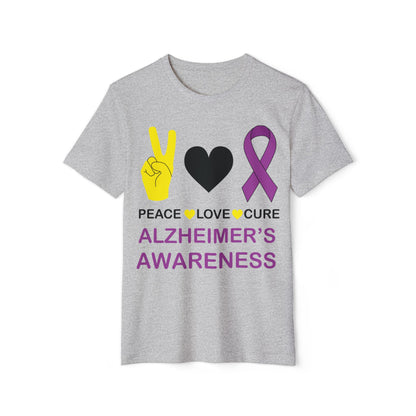 Peace Love Cure - Alzheimer's, Unisex Organic Cotton T-shirt, Printed