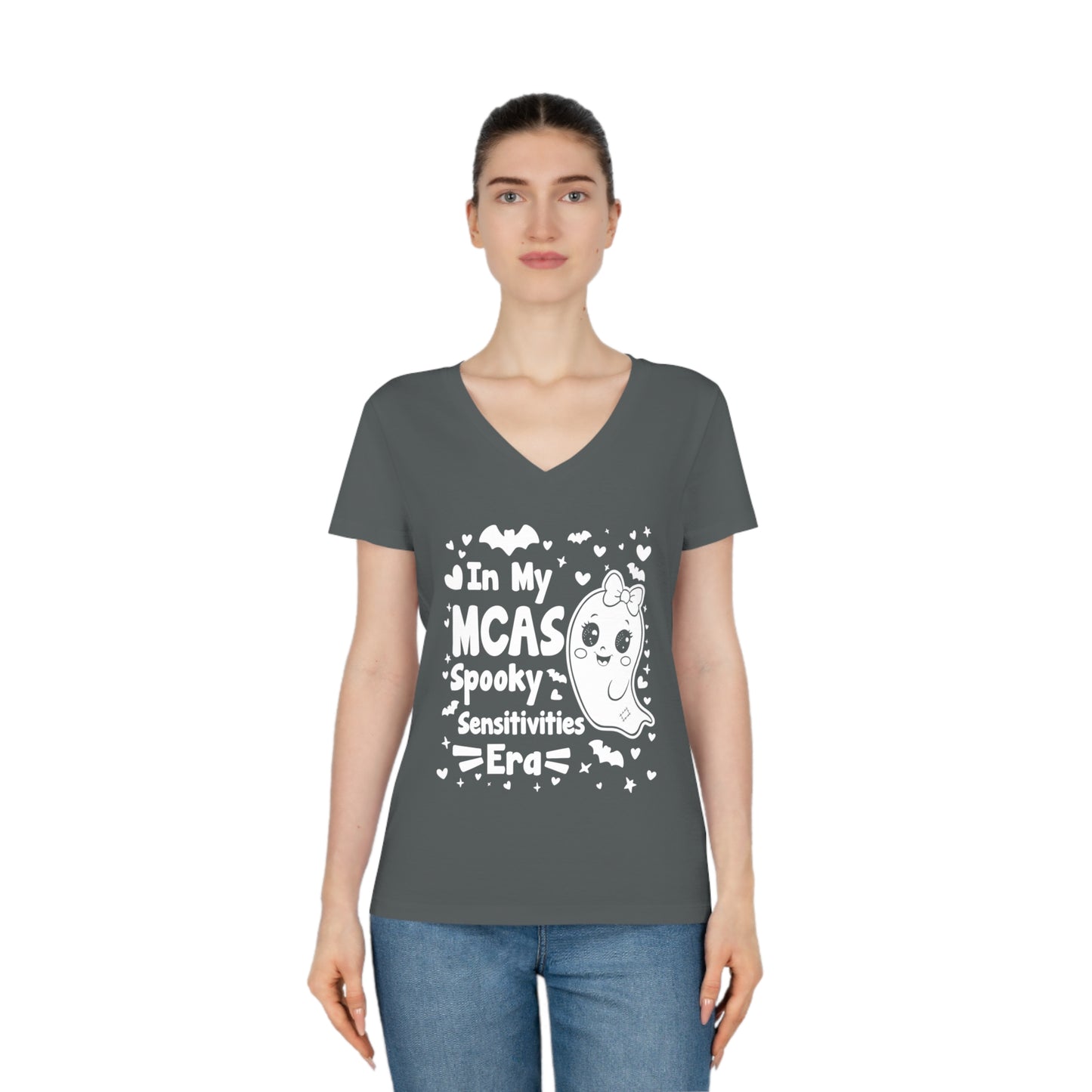 In My MCAS Spooky Sensitivities Era, Women's Evoker V-Neck T-Shirt, Printed