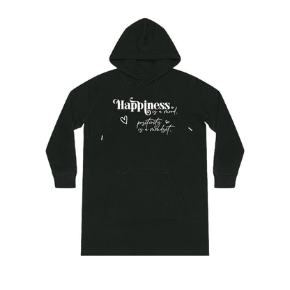 Happiness is a Mood, Women's Streeter Organic Hoodie Dress (Dark), Printed