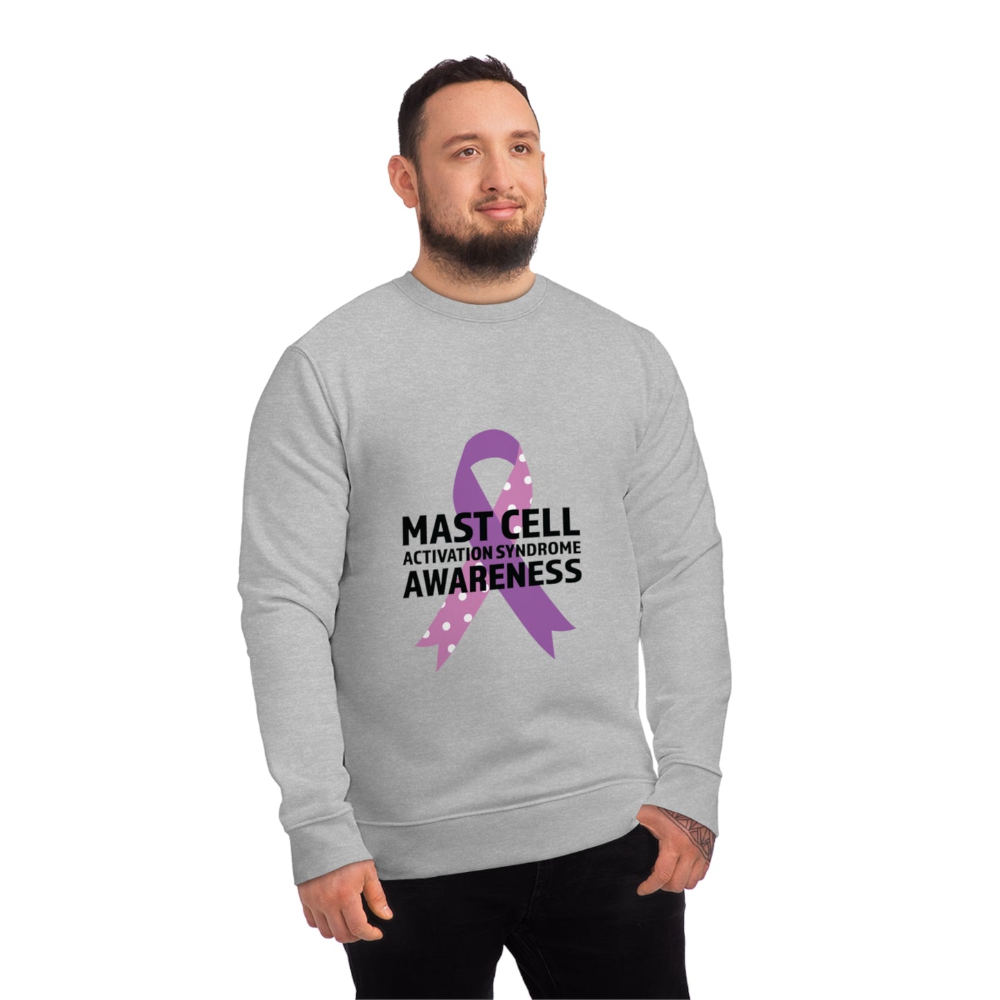 Awareness Ribbon - Mast Cell Activation Syndrome, Unisex Organic Sweatshirt, Printed