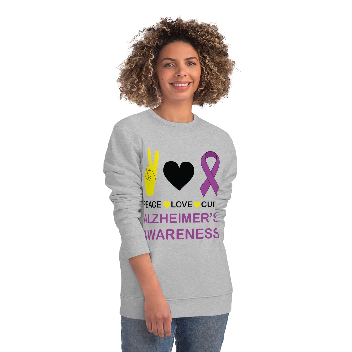 Peace Love Cure - Alzheimer's, Unisex Organic Sweatshirt, Printed