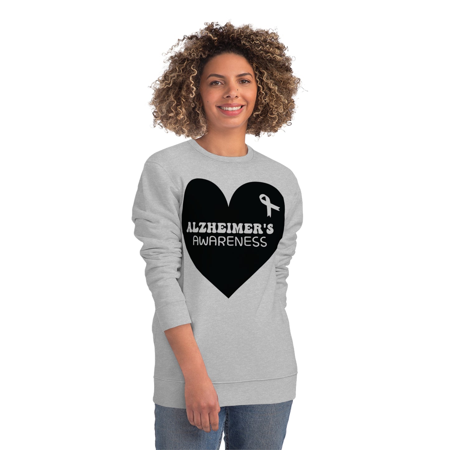 Awareness Heart - Alzheimer's, Unisex Organic Sweatshirt, Printed