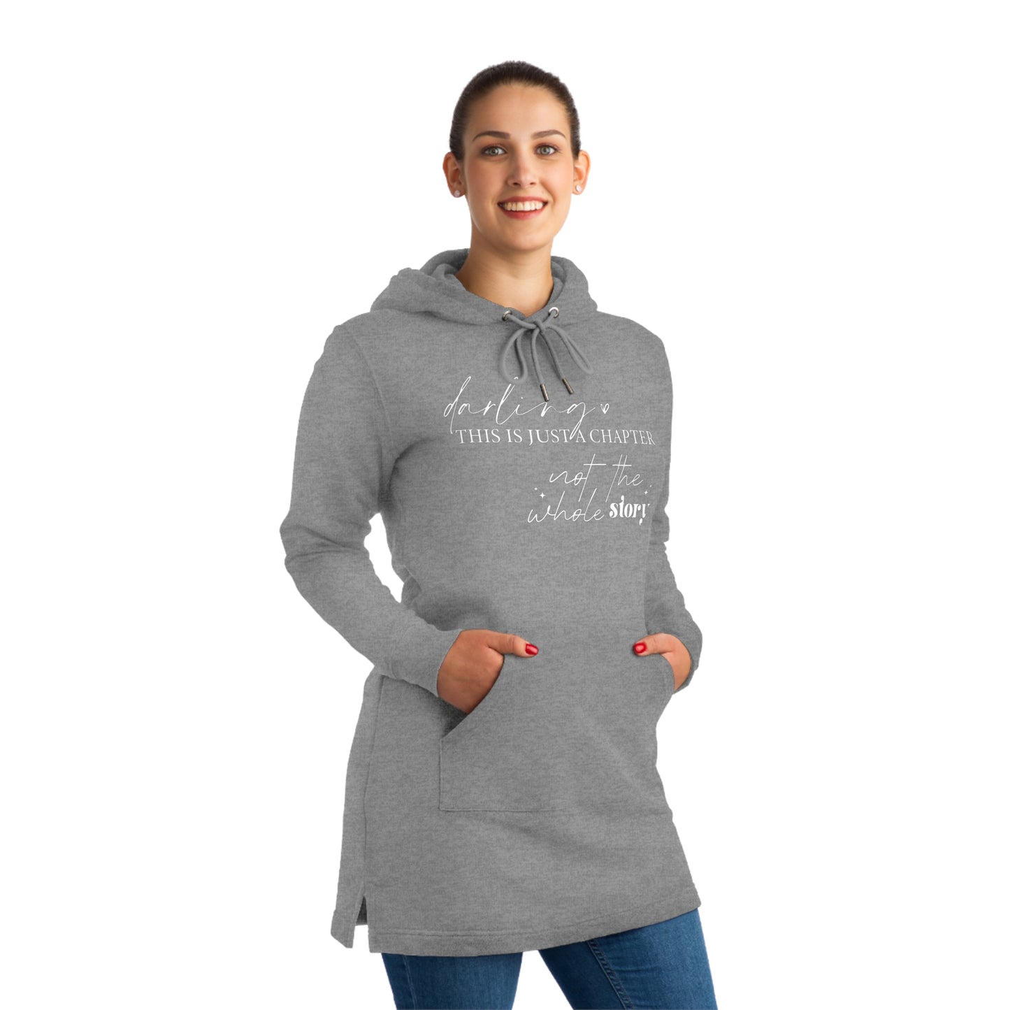 Darling This is Just a Chapter, Women's Streeter Organic Hoodie Dress (Dark), Printed