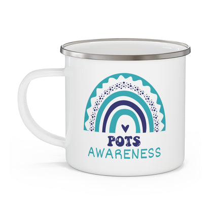 POTS Big Awareness Rainbow | Lead-free Enamel Camping Mug (12oz)