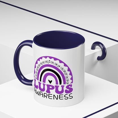 Lupus Big Awareness Rainbow | Lead-free Accent Coffee Mug (11, 15oz)