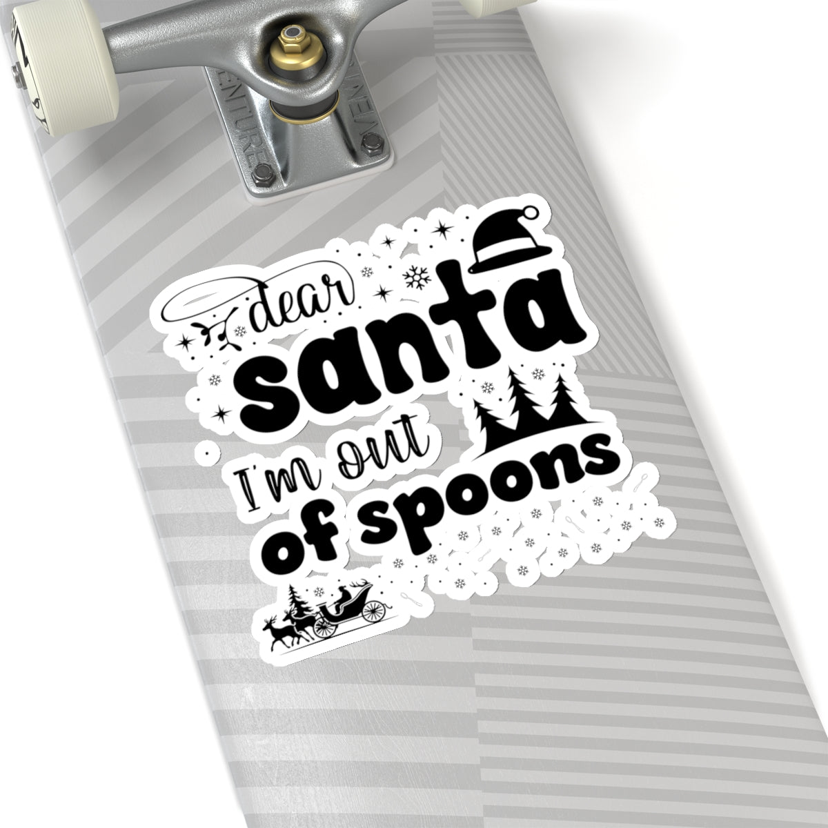 Dear Santa, I'm Out of Spoons | Black Vinyl Sticker