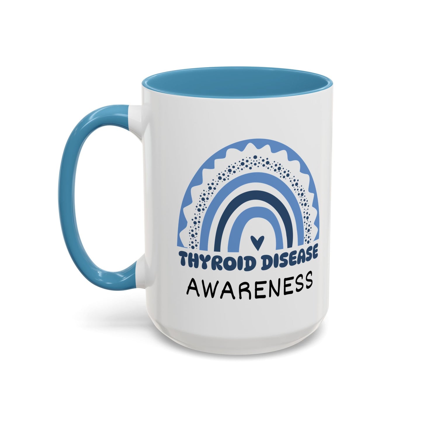 Thyroid Disease Big Awareness Rainbow | Lead-free Accent Coffee Mug (11, 15oz)