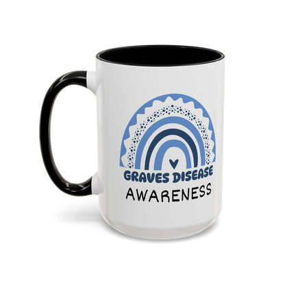 Graves Disease Big Awareness Rainbow | Lead-free Accent Coffee Mug (11, 15oz)