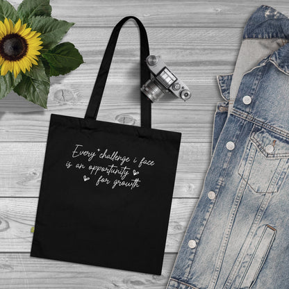 Every Challenge I Face, Organic Tote (Colorful), Printed