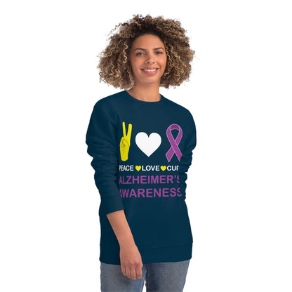 Peace Love Cure - Alzheimer's, Unisex Organic Sweatshirt, Printed