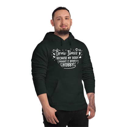 My Body Thought it Needed a Hobby, Unisex Organic Drummer Hoodie, Printed