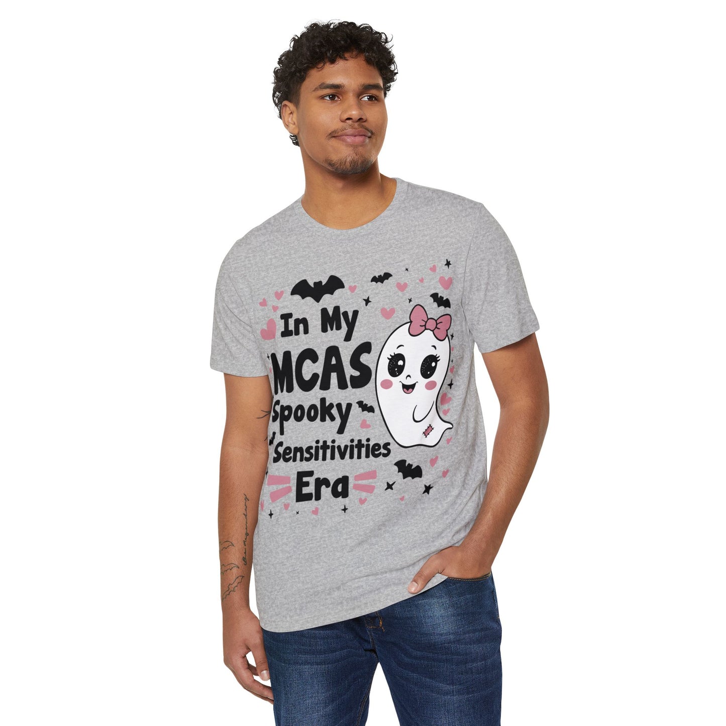 In My MCAS Spooky Sensitivities Era, Unisex Organic Cotton T-shirt (Colorful), Printed