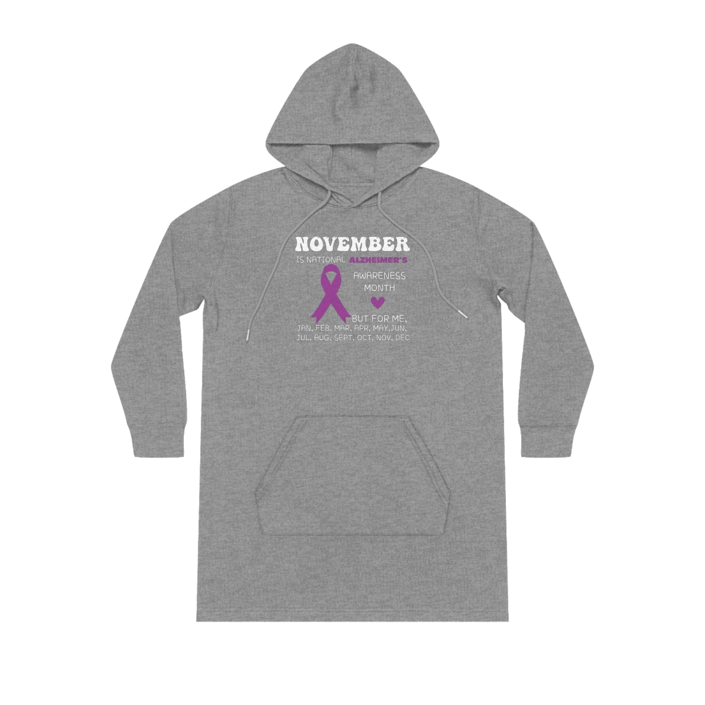 Awareness Month - Alzheimer's, Women's Streeter Organic Hoodie Dress (Dark), Printed