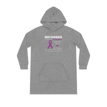 Awareness Month - Alzheimer's, Women's Streeter Organic Hoodie Dress (Dark), Printed