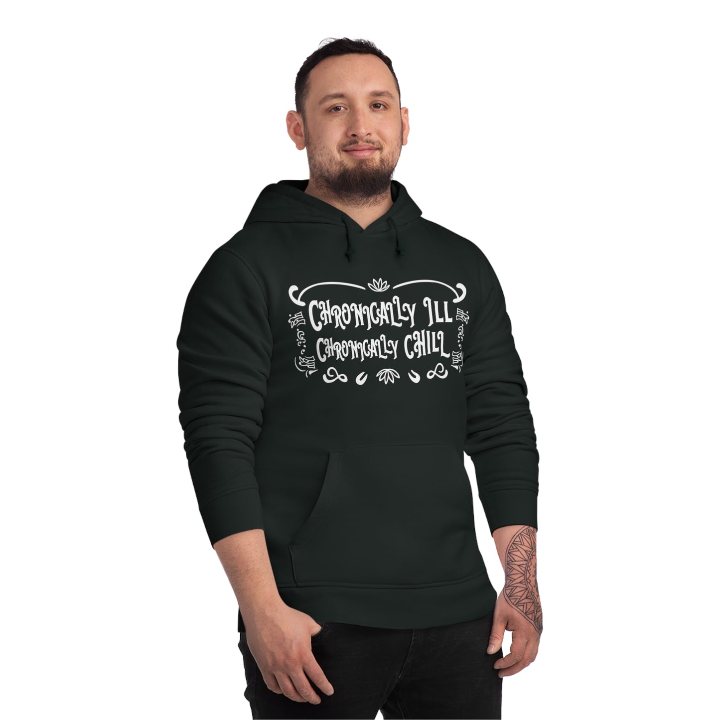 Chronically Ill, Chronically Chill, Unisex Organic Drummer Hoodie, Printed