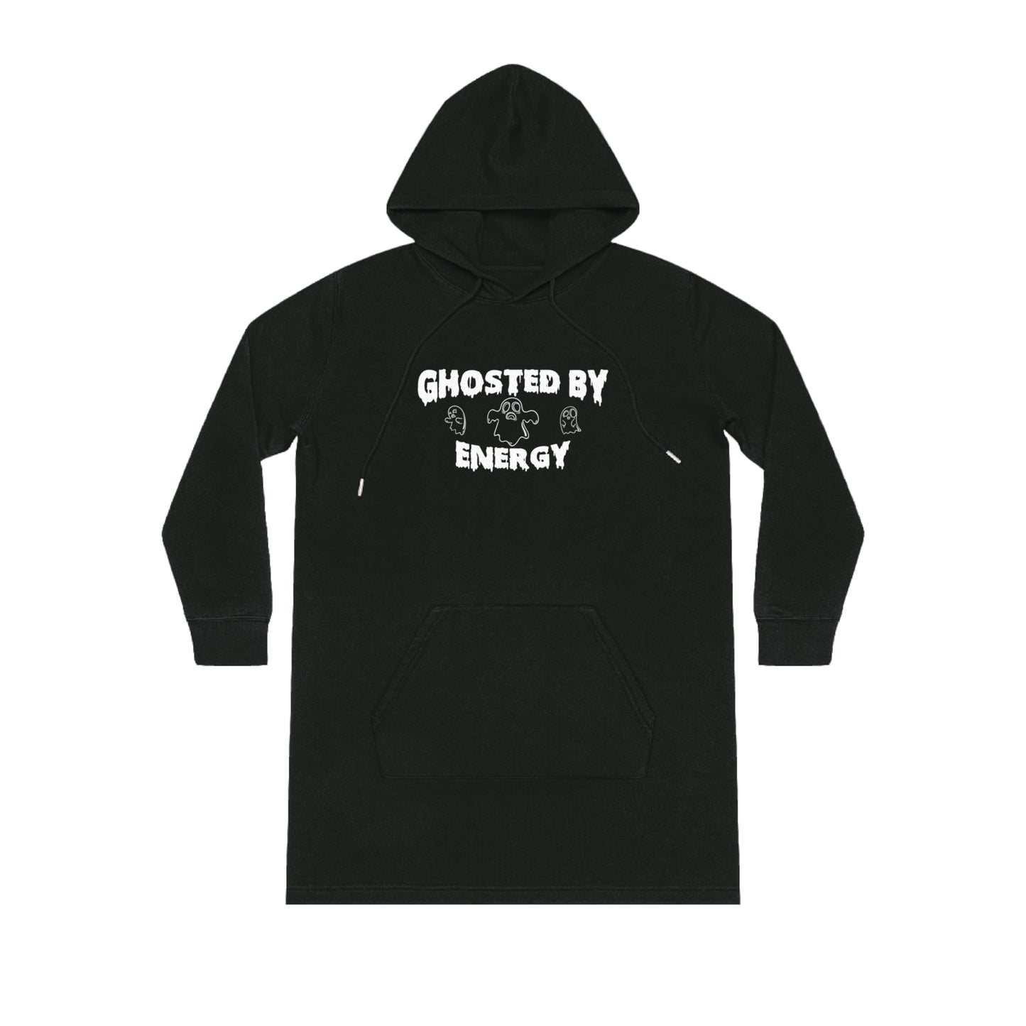 Ghosted by Energy with Spooky Ghosts, Women's Streeter Organic Hoodie Dress (Dark), Printed