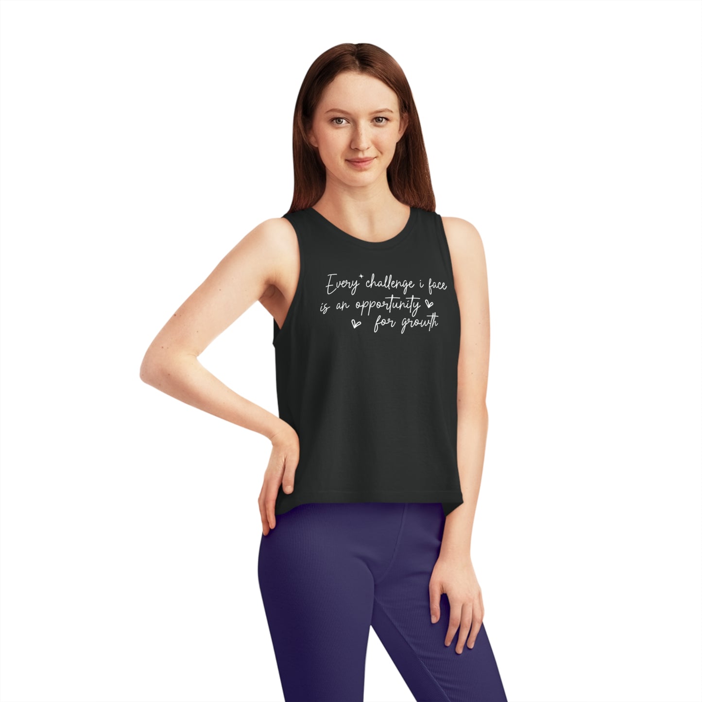 Every Challenge I Face, Women's Dancer Cropped Tank Top, Printed