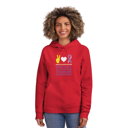 Peace Love Cure - Mast Cell Activation Syndrome, Unisex Organic Drummer Hoodie, Printed