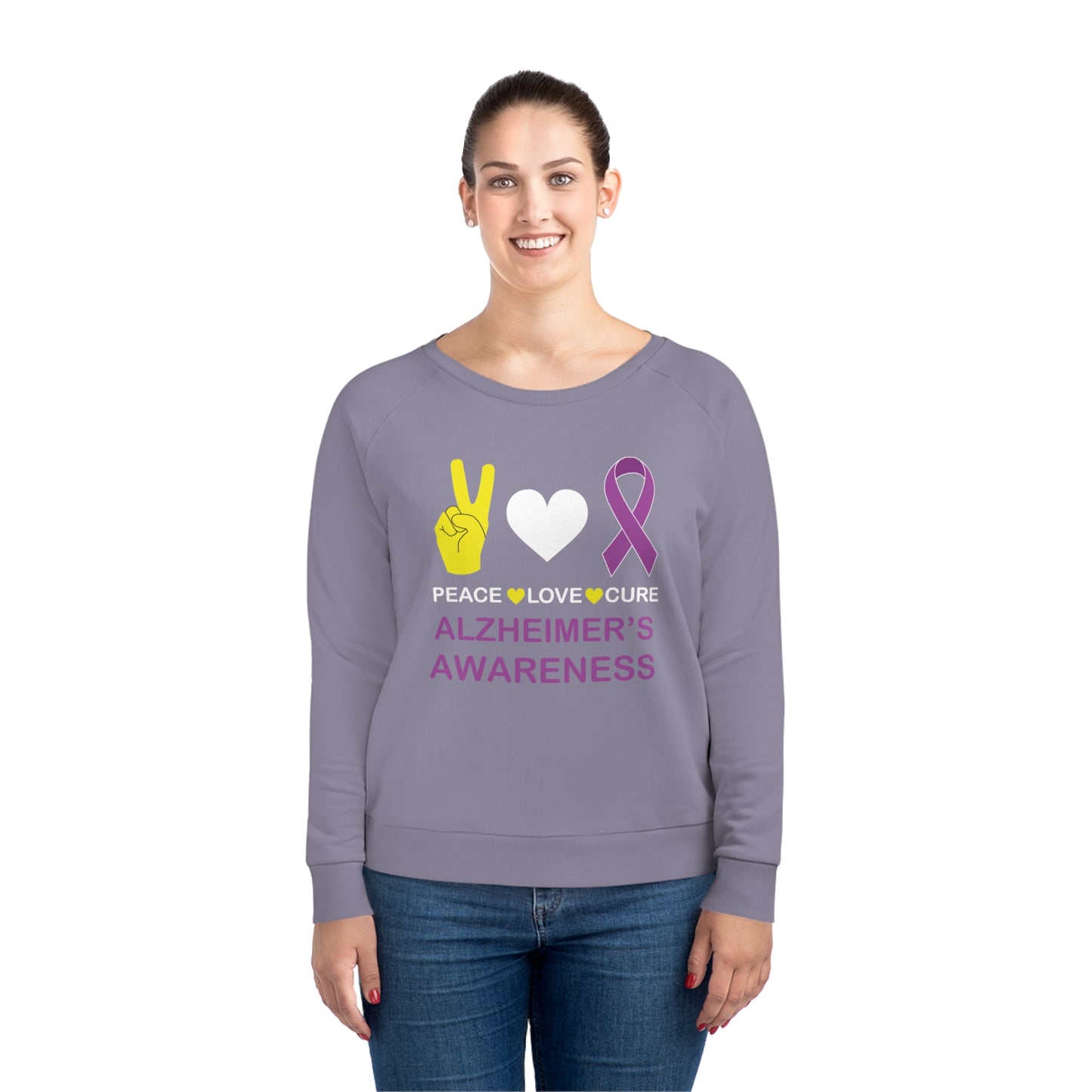 Peace Love Cure - Alzheimer's, Women's Dazzler Relaxed Organic Fit Sweatshirt, Printed