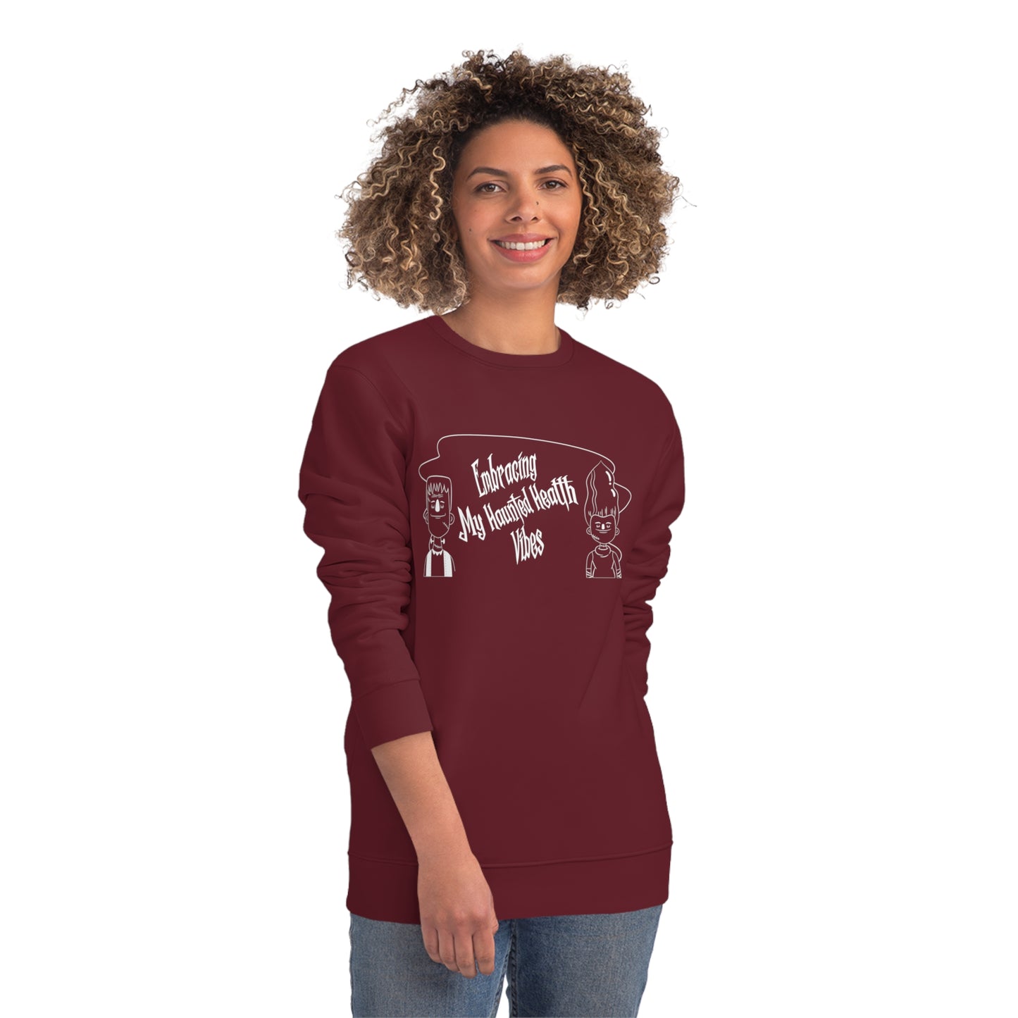 Embracing My Haunted Health Vibes, Unisex Organic Sweatshirt, Printed