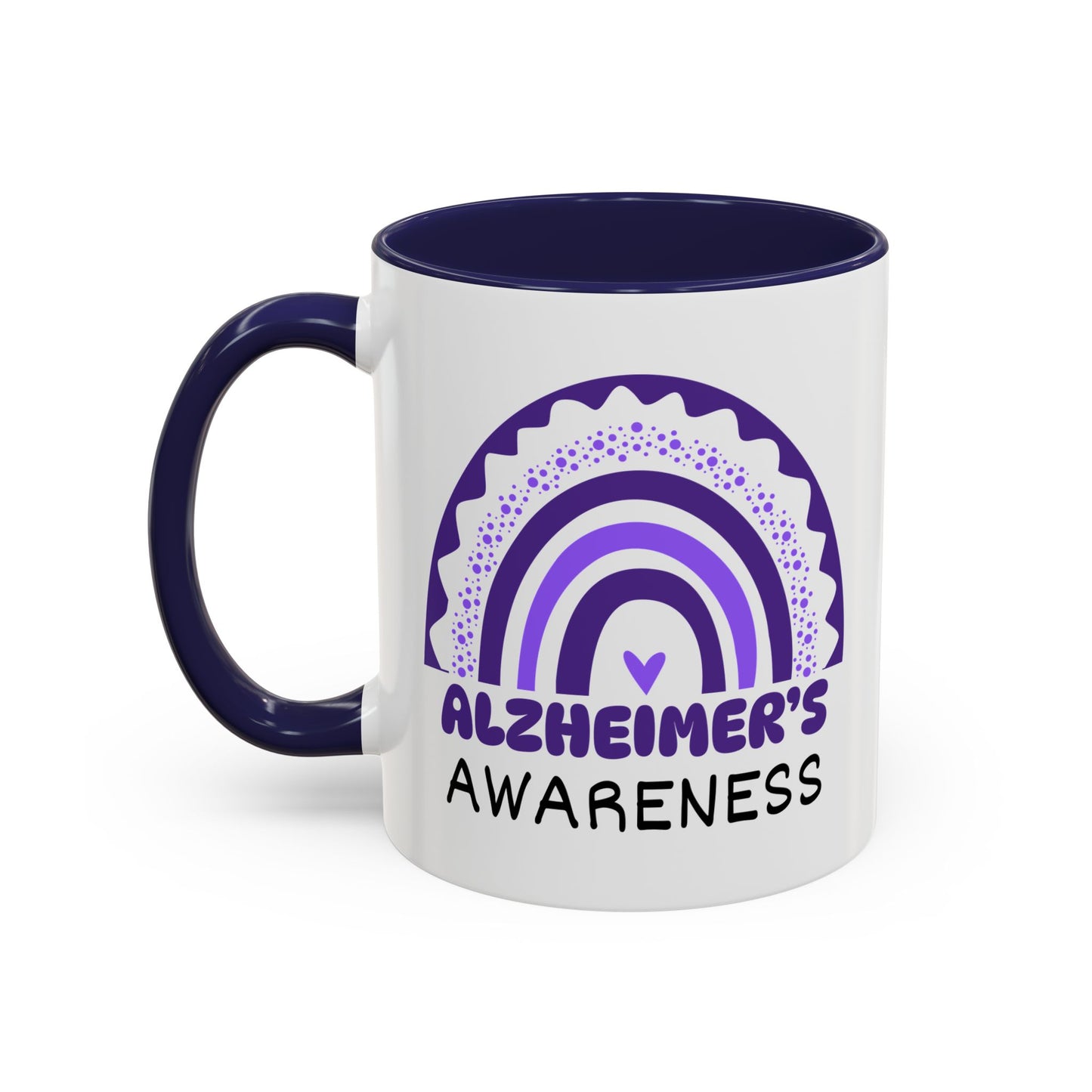 Alzheimer's Disease Big Awareness Rainbow | Lead-free Accent Coffee Mug (11, 15oz)