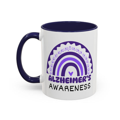 Alzheimer's Disease Big Awareness Rainbow | Lead-free Accent Coffee Mug (11, 15oz)