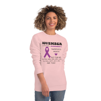 Awareness Month - Alzheimer's, Unisex Organic Sweatshirt, Printed