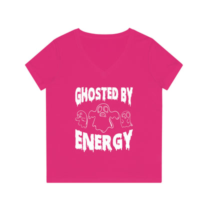 Ghosted by Energy with Spooky Ghosts, Women's Evoker V-Neck T-Shirt, Printed