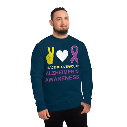 Peace Love Cure - Alzheimer's, Unisex Organic Sweatshirt, Printed