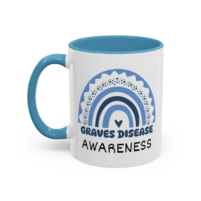 Graves Disease Big Awareness Rainbow | Lead-free Accent Coffee Mug (11, 15oz)