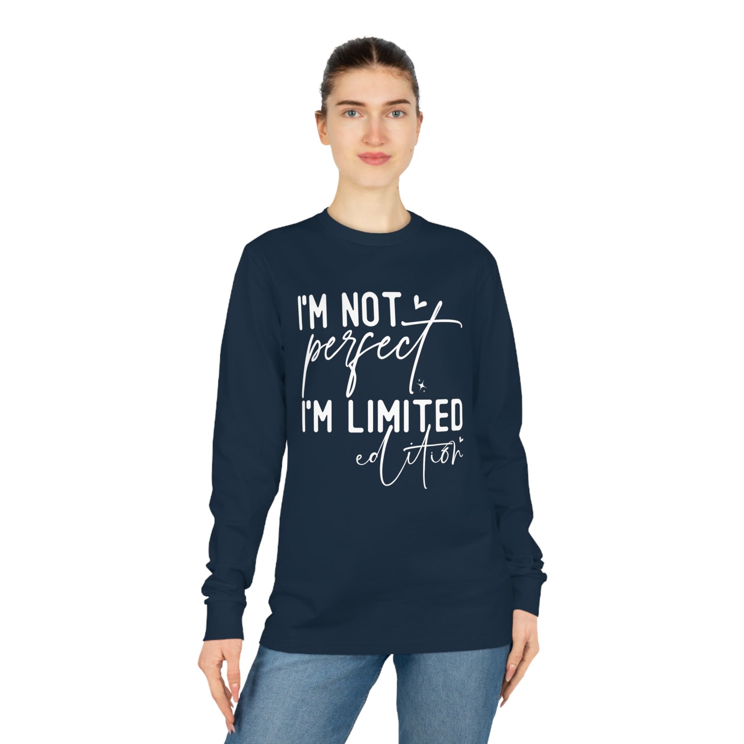 I'm Not Perfect, Unisex Organic Long Sleeve Tee, Printed