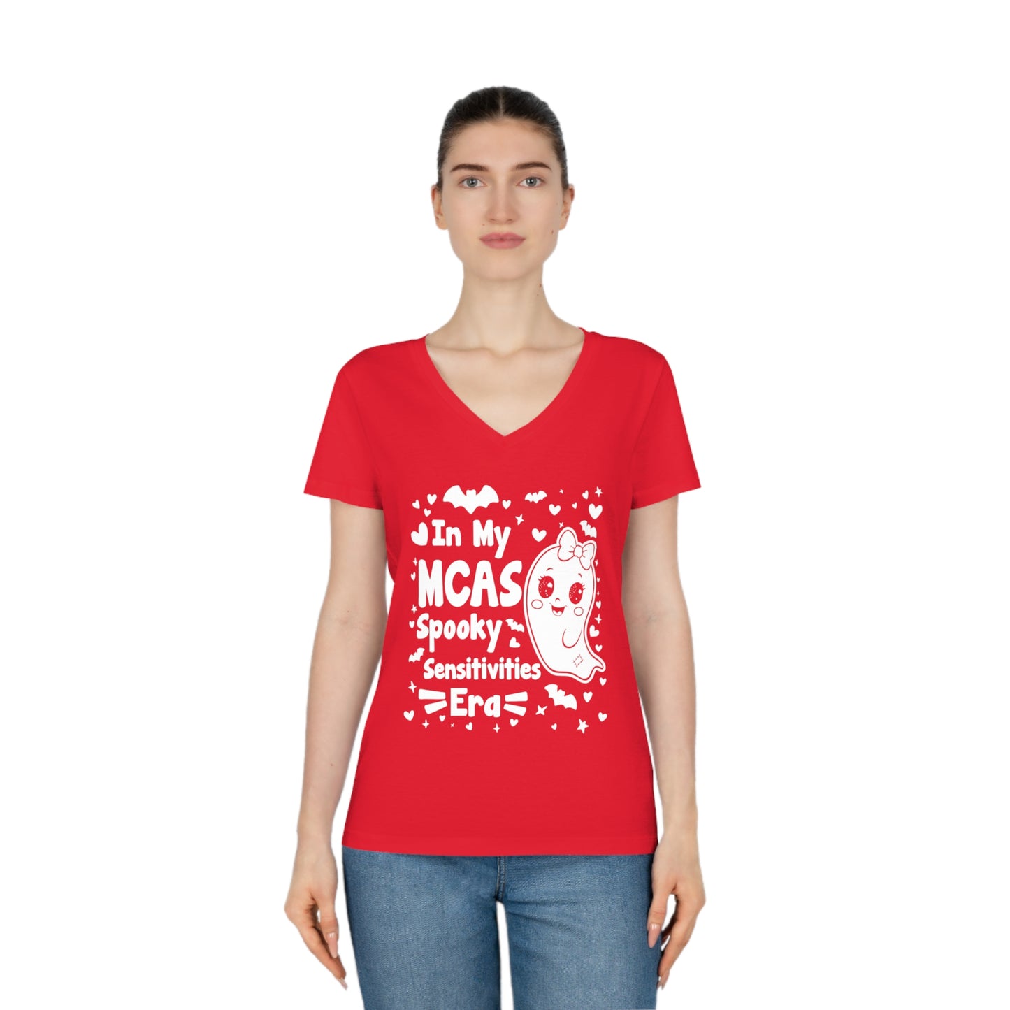 In My MCAS Spooky Sensitivities Era, Women's Evoker V-Neck T-Shirt, Printed