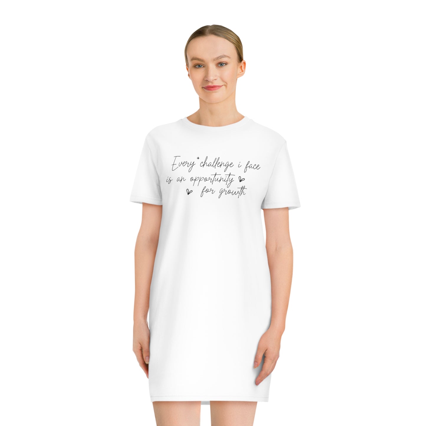 Every Challenge I Face, Women's Spinner T-Shirt Dress, Printed