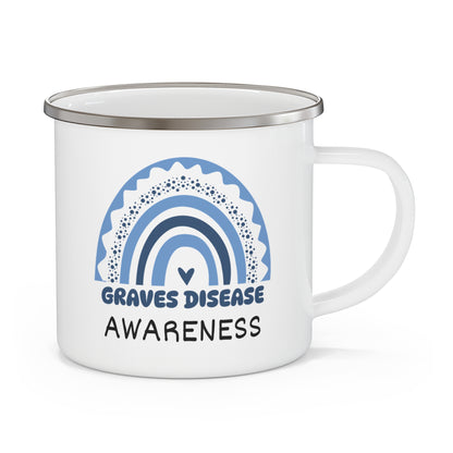 Graves Disease Big Awareness Rainbow | Lead-free Enamel Camping Mug (12oz)