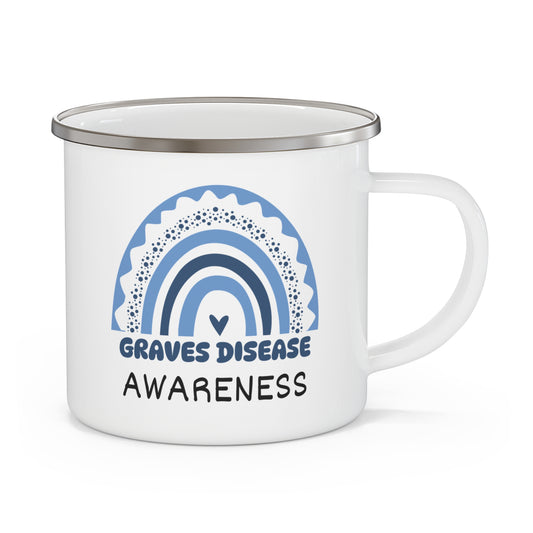 Graves Disease Big Awareness Rainbow | Lead-free Enamel Camping Mug (12oz)