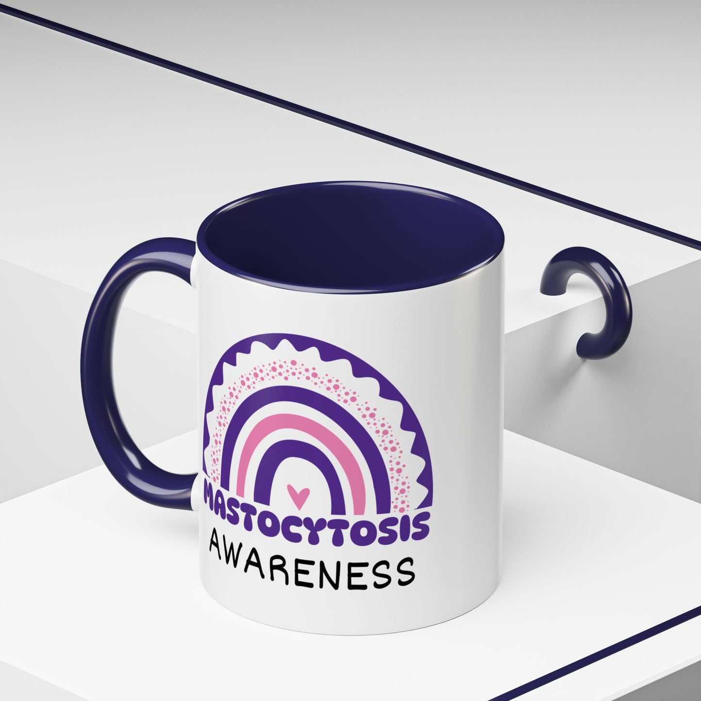 Mastocytosis Big Awareness Rainbow | Lead-free Accent Coffee Mug (11, 15oz)