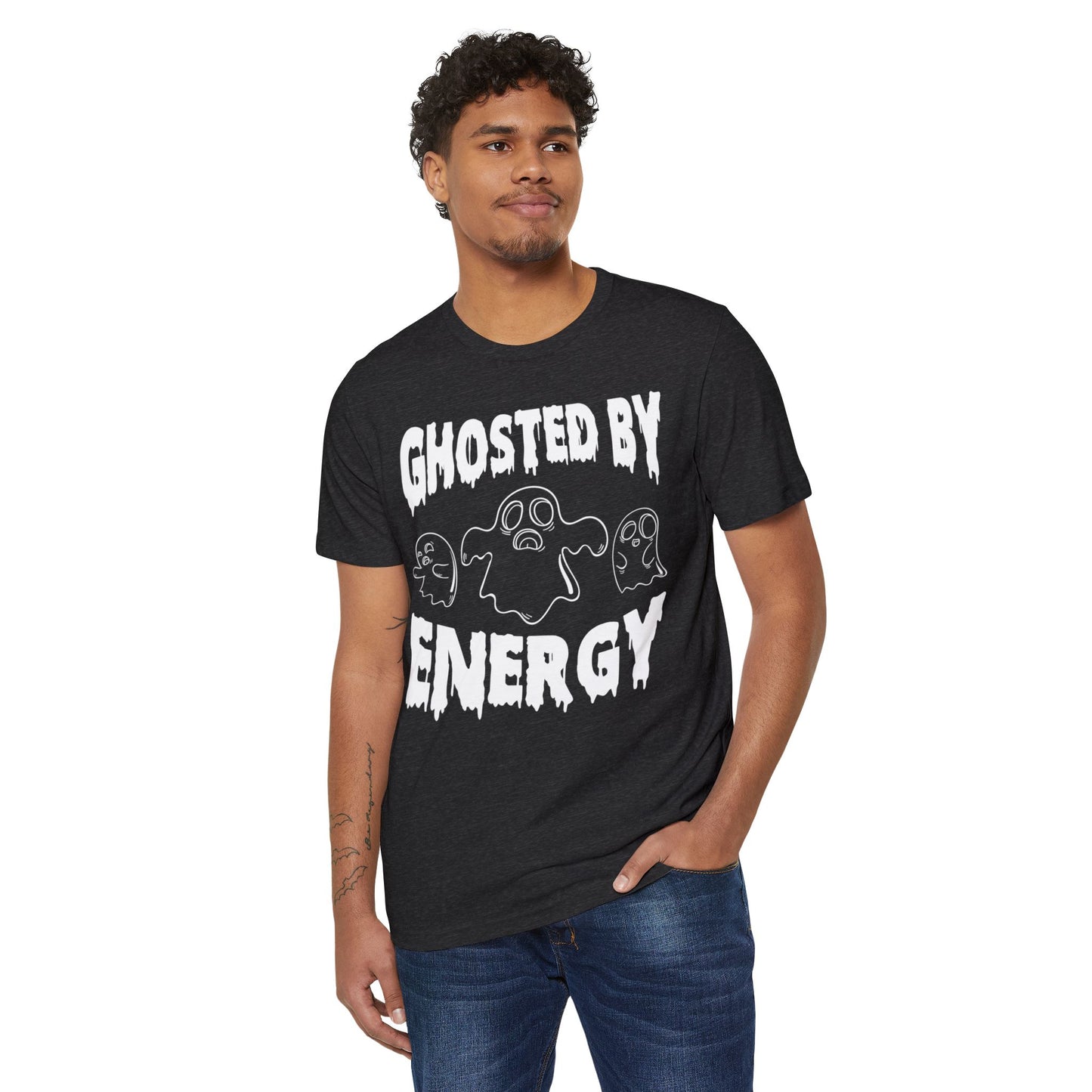 Ghosted by Energy with Spooky Ghosts, Unisex Organic Cotton T-shirt, Printed